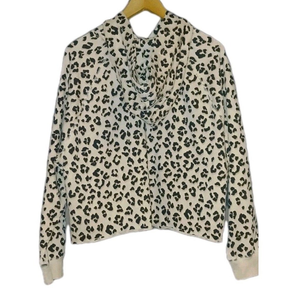 Lucky Brand Animal Print Hoodie Black White Sz L